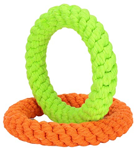 2 Ringe Hundespielzeug, Baumwollseil, Hundekauspielzeug, Haustiere, Welpen, Seil-Trainingsspielzeug, Interaktives Zerrspielzeug für Kleine Mittelgroße Hunde, Zahnen, Reinigen, Training und Spielen