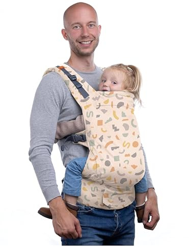 Beco Toddler Carrier (20-60 lbs) with Extra Wide Seat, 100% Cotton - Front-Carry & Backpack Style - Lightweight & Ergonomic Sling Carrier for Children from 18months - Geometric