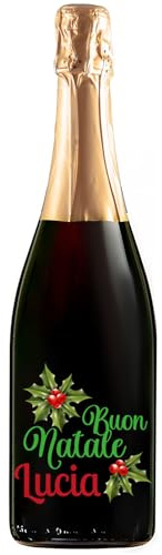 Bottiglia di Prosecco Personalizzato DOC Spumante Extra Dry - Idea regalo esclusiva e originale per Natale (Pungitopo)