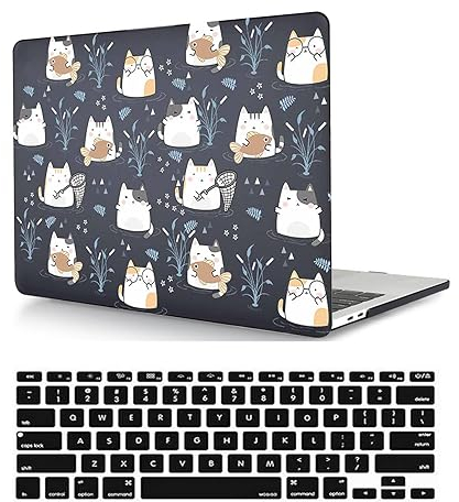 Laptop Hülle für Neues MacBook Air 13,6 Zoll Modell A2681 M2 2022 Freisetzung mit Liquid Retina Display Touch ID, Plastik Schützend Hartschale Case Cover & Tastaturschutz, Cartoon Katzen