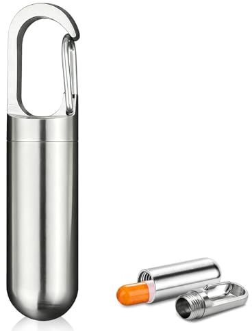 Medikamenten Organizer, J21 Edelstahl Medizinbehälter Versiegelt Wasserdicht Tragbar Mini Kapselflaschenhalter Pillenhalter Schlüsselanhänger Pillen Organizer Flasche Für Outdoor Reisen Zuhause