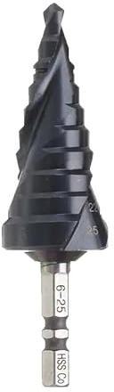 1pc 1/4 Zoll Sechskant M35 Kobalt TiAlN beschichtet Stufenbohrer Schaft Schnellarbeitsstahl Metall Bohrlochöffner for Edelstahl (Size : 6-25mm)