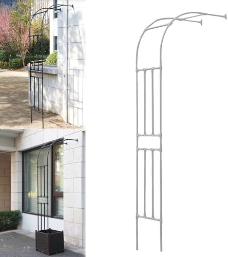 LIYI929GP ArcheDe Jardin en Métal Arceau Rosier Grimpant, 60x240cm 120x240cm 150x240cm 180x240cm, Arches À Treillis Rosiers Mur Demi-latérale, Résistante Aux Intempéries, Charge Stable Gazebo