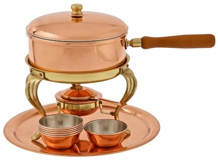 ich-zapfe.de Vollständiges Fondue, Fonduetopf - aus Kupfer mit Zinnschicht hergestellt.