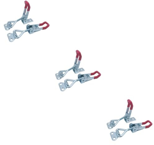 jojofuny 6piezas Abrazadera De Palanca De Rápida Soporte Para Soldadura y Operaciones De Maquinaria Abrazadera Horizontal De Metal Plata Rojo