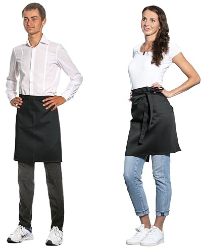ZOLLNER Bistroschürze - robuster und langlebiger Vorstecker in 80x50 cm - Unisex - Mischgewebe - mit Bindebänder für optimalen Halt, 526