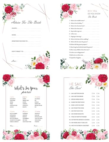 JGA Spiele 4er Set Braut oder Bräutigam, Stadt Land JGA, Wahrheit oder Pflicht, Hochzeitsorakel - Junggesellenabschied Partyspiele Boho