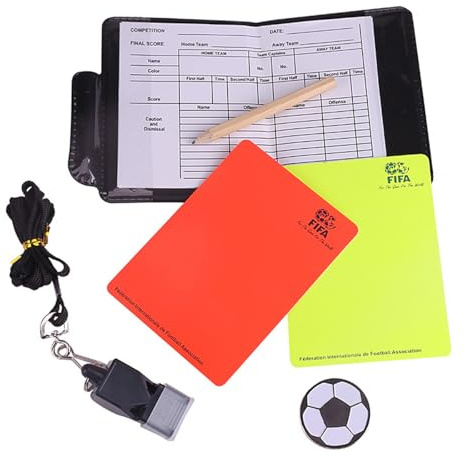 Sarini Set Carte Arbitro Fischietto Appunti Gioco cartellino Giallo Rosso Punti Segno elettore Calcio