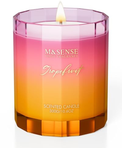 M&SENSE Grapefruit Duftkerzen im Glas natürliche Sojakerzen 300g 60 Stunden Brenndauer schöne Duftkerze aus Sojawachs Luxuskerzen für Frauen/Kollegin/Freundin
