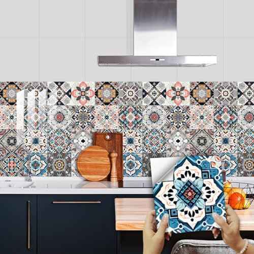 Fliesenaufkleber 15X15 CM Grau Rot Klebefliesen Küchenrückwand Folie Selbstklebende Fliesen Fliesenaufkleber Küche Badezimmer Fliesenfolie Vinyl Selbstklebend Wasserdicht(10PCS)
