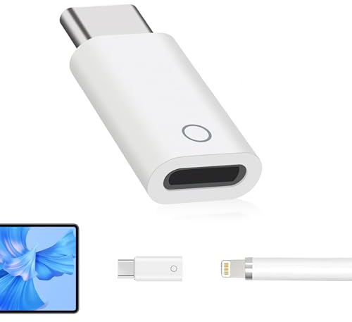 Adaptador USB C para Apple Pencil 1 Generación y iPad 10 Generación 2022, Adaptador Lightning a USB C, Conector Macho a Hembra, Carga Rápida y Segura, Soporta emparejamiento Bluetooth, Blanco
