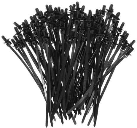 sourcing map 100pcs Push Mount Cable Zip Tie 6.7 x 0.18 Nylon Self Locking Cable Strap Thread Style Heavy Duty Snap in Cable Zip Ties for Household Electronic Auto Industry