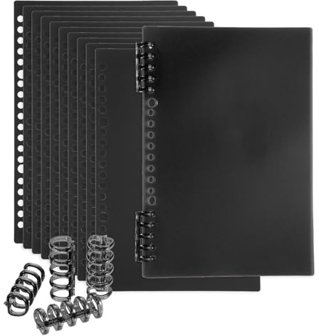 PATIKIL 12 Paquete de Cubiertas de Encuadernación, A5 (8.4X5.7 Pulgadas) 22 Mil Plástico Cubiertas de Cuadernos con Peine de Encuadernación para Presentación de Informes, Negro