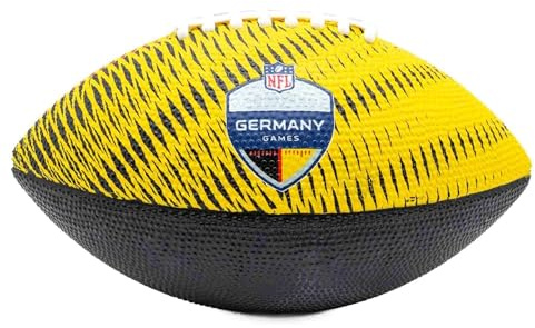 Wilson Pallone da Football NFLGermany Games Tailgate, Design A Ciottoli Con Cuciture Robuste, Realizzato Con Maestria Per Una Presa e Una Resistenza Superiori, Colore: Nero/Rosso/Giallo, Taglia Junior