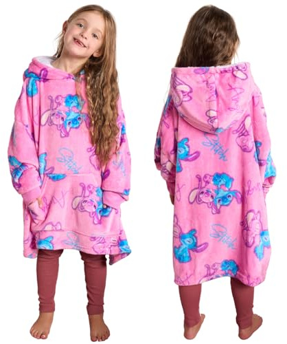 OHS Stitch Hoodie Blankets, Officially Licensed Stitch Gifts for Girls Super Soft Warm Wearable Blankets for Girls Boys Kids Sherpa Fleece Oversized Hoodie - Pink, Blue