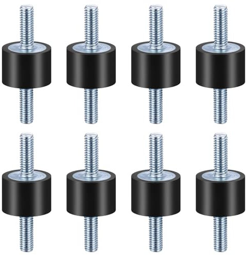 8 Pcs M6 Rubber Buffers Rubber Mounts, Rubber Bobbin Mounts, Anti-Vibration Shock Absorber Rubber Isolator Mounts with Double Male Thread for Air Compressors Gasoline Engines(VV20*15 M6 x 18)
