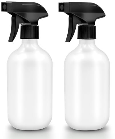 Criveple Lot de 2 flacons pulvérisateurs vides de 500 ml pour plantes avec pointes de pulvérisation réglables, pour nettoyage de la maison, du jardin, du coiffeur (blanc mat)