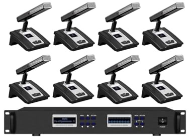8 Channels UHF Digital Discussion System for Large Meetings DDS 6800S Wireless Conference Room Meeting Microphone 8 Square Cube Design Microphones