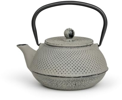 Bredemeijer Pequeña tetera Asia de hierro fundido para inducción, 0,8 litros, color gris esmaltado con filtro de acero inoxidable