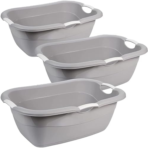 3er Set MEGA-KAPAZITÄT TRIFFT KOMFORT: 38L XXL-Wäschewanne mit ergonomischen Griffen - Der robuste 46x66cm Haushalts-Champion für alle Aufgaben!