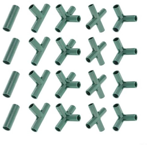 Entgoinggo 20 connecteurs de canne de jardin, ensemble de connecteurs de cadre de serre, 5 types d'accessoires de construction de 16 mm pour structures végétales