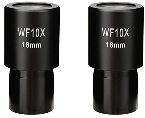 Fivetwofive 2pcs 10X Microscope Eyepiece Wide Angle Optical Lenses Adapter Field 18mm Professional Ocular Lens Standard