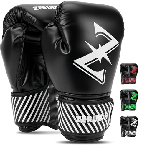 ZERUIDM Kids Boxing Gloves 6 oz Youth Training Sparring Gloves for 3–12, Leather Ventilated Mesh, Boys Girls Junior Punching Gloves for PunchBag Focus Pads MMA Muay Thai Kickboxing(White)