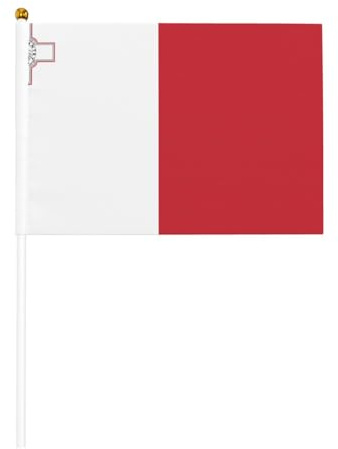 Bandiera di Malta su entrambi i lati, 14 x 20,8 cm, per feste, eventi sportivi e tifosi