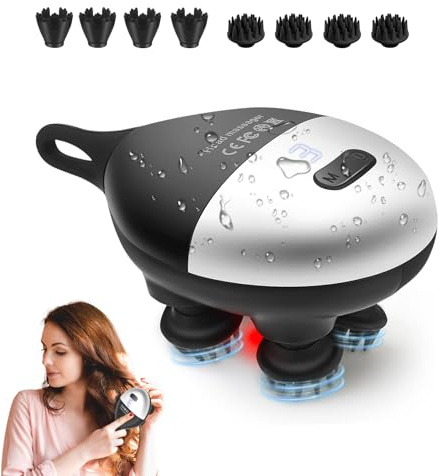 Massaggiatore elettrico per massaggio alla testa, impermeabile IPX7, con 8 artigli per pulizia profonda, massaggiatore per il corpo per alleviare lo stress