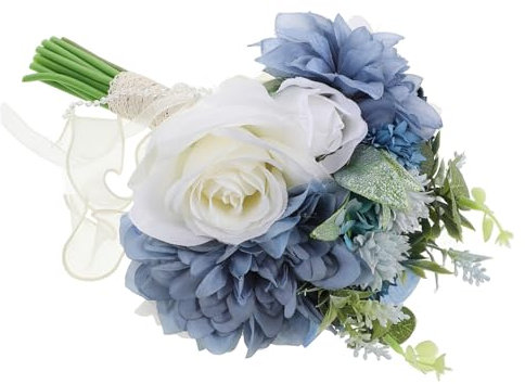 SAFIGLE Bouquet Sposa Artificiale Blu e per Matrimonio Decorazioni Versatili per Cerimonie e Facile Mantenere e Resistente Scelta per La Sposa