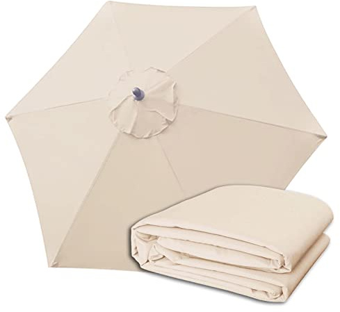Telo di ricambio impermeabile UV30+, 2,7 m, 6 stecche, copertura per ombrellone da esterno, per giardino, patio, spiaggia