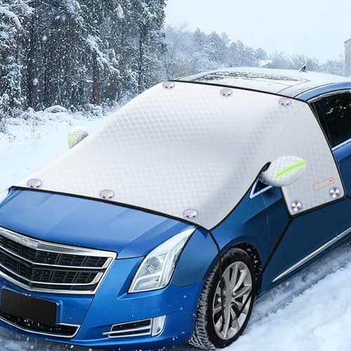 Frontscheibenabdeckung Scheibenabdeckung Auto Winter ,windschutzscheibe 10 Magnet & 6 Riemen, Türgriffe abdecken, autoabdeckung Für Die Gegen, Schnee, EIS,Frost,UV,Größe für SUV/Auto Groß Oder KleinW