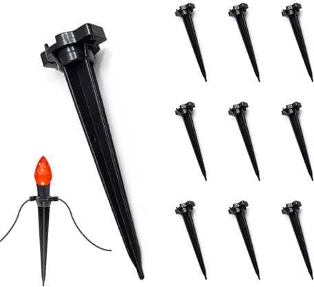 100 Pack Christmas Light Stakes, 4.5 Inch Lighting Stakes for C7 C9 Christmas Lights Outdoor, Yard Stakes,Garden,Lawn,Pathway, Patio, Path, Walkway, Christmas Decoration Black