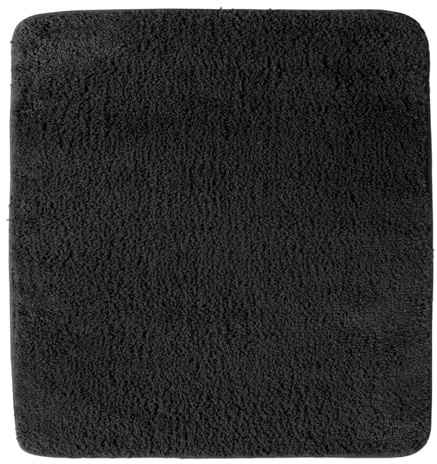 NYVI WC Vorleger NYVISpa Lasalle 50x50 cm Schwarz Ohne Ausschnitt - Badvorleger - rutschfest, Saugfähig, Schnell Trocknend, Fußbodenheizung geeignet, Oeko-TEX, Waschbar, Weich