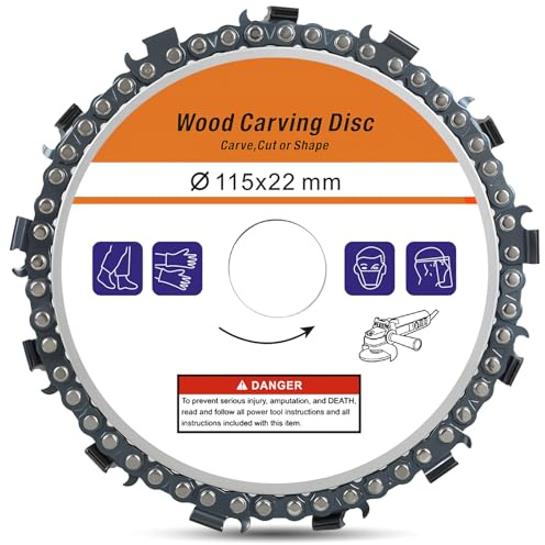 Disque Bois Meuleuse 115mm, 1 unité Disques à ébarber, Disque Bois Meuleuse en Bois en Carbure de Tungstène, Disques de Meulage pour Façonner, Meuler, Couper et Sculpture