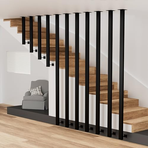 T-ZBDZ Handlauf Geländer Treppe, Metall Treppengeländer L Form Innen Treppenharfe Schwarz, Loft Harfenschutzgitter, Geländerpfosten, Handläufe für Treppen, Treppenhandlauf für Dachböden Flure (300cm)