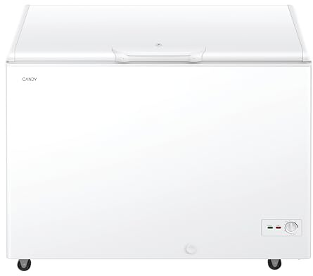Candy CCHH 3012E Congelador Arcón Horizontal, Ancho 111CM, 300L, Motor Inverter, 2 Cestas, Control Mecánico de la Temperatura, Iluminación LED, Tirador Integrado, Puerta con cerradura, 35DB, Blanco