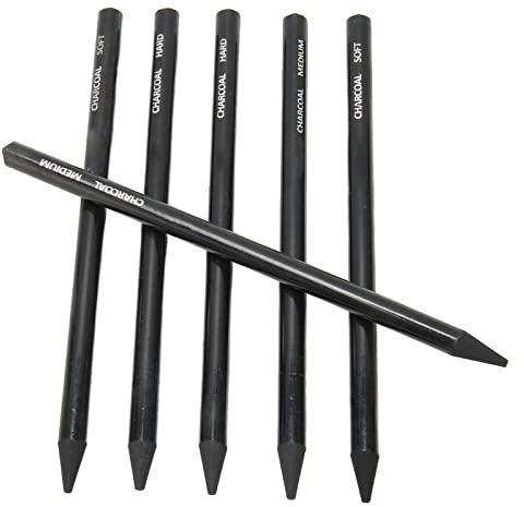 Acouto 6 Lápices de Dibujo de Carbón, Fáciles de Colorear, Resistentes, Irrompibles para Dibujar Sombreado, con Sensación Suave en la Mano para Dibujar Retratos y Figuras