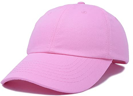 DALIX Unisex Youth Childrens Cotton Cap Adjustable Plain Hat - Unstructured (Pink)