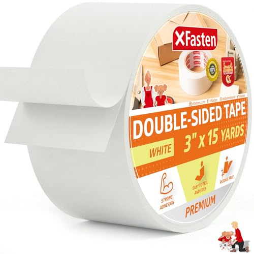 XFasten Double Sided Tape, Removable, 3-Inch by 15-Yards, Single Roll, Residue-free and Surface Safe Double-sided Adhesive Tape