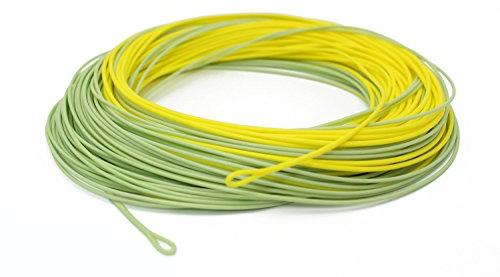 Schwimmende Fliegenschnur, 30,5 m, WF-5F/6F/7F/8F, zweifarbig, mit 2 verschweißten Schlaufen, Moss Green&Yellow, 8.0