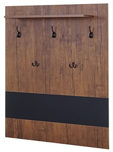 Mendler Wandgarderobe HWC-A27, Garderobe Garderobenpaneel, 5 Haken 100x80cm 3D-Struktur, MVG Wildeiche-Optik