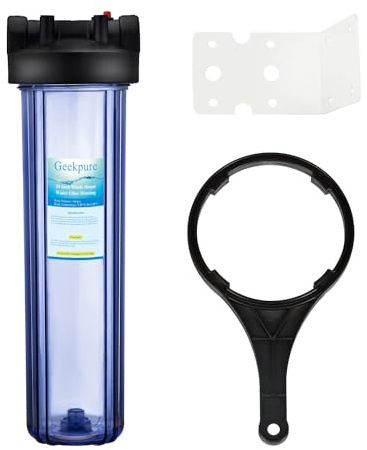 Geekpure Boîtier transparent pour filtre à eau pour toute la maison, pour filtres de 4,5 x 20 pouces - Port BSP 3/4 pouce