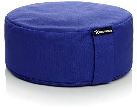 BODYMATE Meditation Cushion/Yoga Pillow D31cm H13cm – Removable washable 100% Cotton Cover - Inner cotton bag filled with buckwheat husks