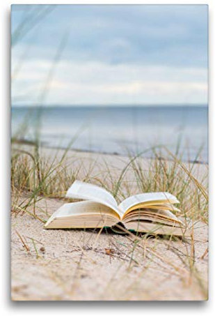 Premium Textil-Leinwand 50 x 75 cm Hoch-Format Gedanken am Strand | Wandbild, HD-Bild auf Keilrahmen, Fertigbild auf hochwertigem Vlies, Leinwanddruck von HeschFoto - Heiko Eschrich