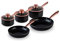 Tower Linear Induction Pots And Pans Sets, Non Stick Cerasure Coating, Black And Rose Gold, 5 Piece, 16/18/20cm Saucepans, 24/28 cm Frying Pans