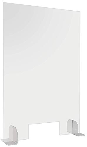 Sneeze Guard Cough Respiratory Droplets Barrier Guard Counter Protection Shield with Cutout Clear Acrylic Freestanding (24W x 36H x 1/8D)