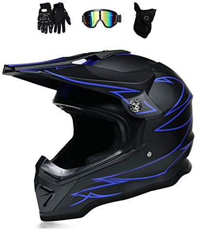 MRDEAR Crosshelme Herren Schwarz, Motocross Enduro MTB Helm Fullface-Helm Adult Off Road Helm Motorradhelm Downhill Bike Mountainbike BMX ATV mit Brille/ Handschuhe/ Maske, Grün & Rot,B,XL