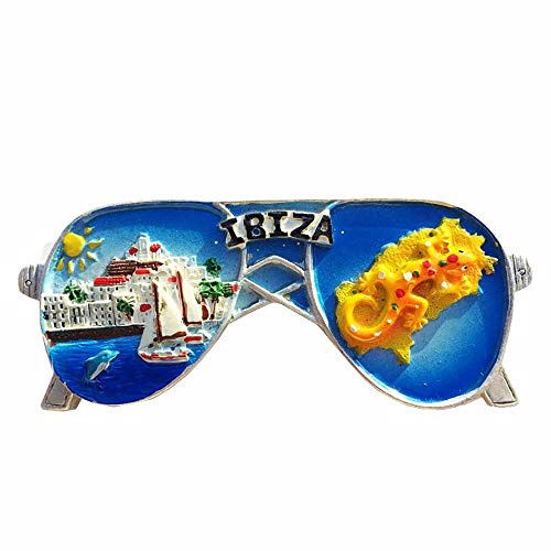 Wedare Magnet Souvenir Ibiza Spanien 3D-Brille-Kühlschrankmagnet, Souvenir, Geschenk, handgefertigt, Heim- und Küchendekoration, 1 Stück, Harz, Mini-Größe (4 × 10 cm), 340675011