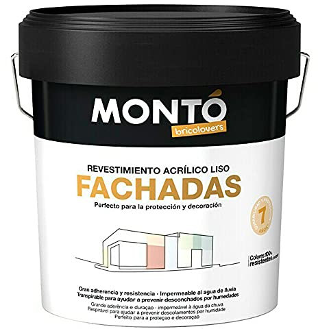 MONTÓ Revestimiento Transpirable e Impermeable para Fachadas Liso Mate color Blanco 103. Revestimiento de Fachadas (4L)